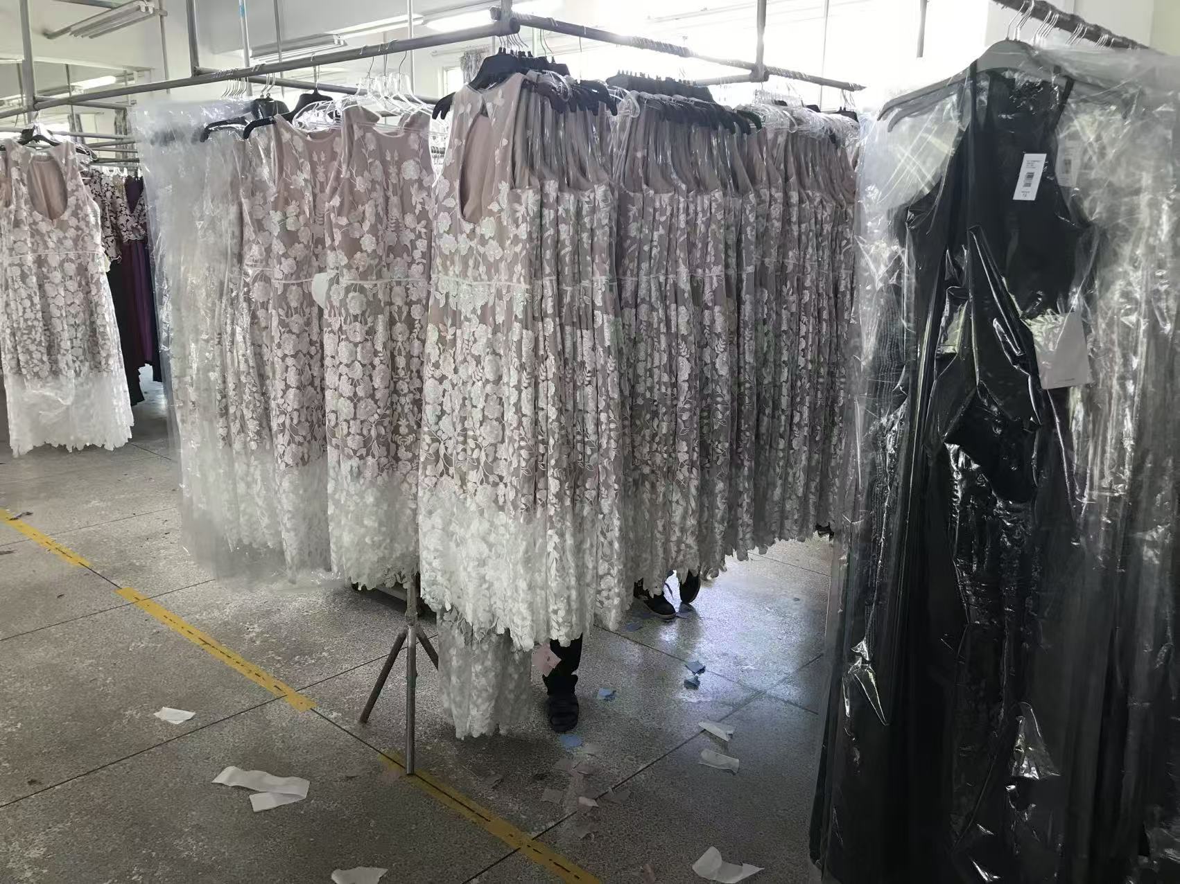 Finished lace garments prepared in the factory